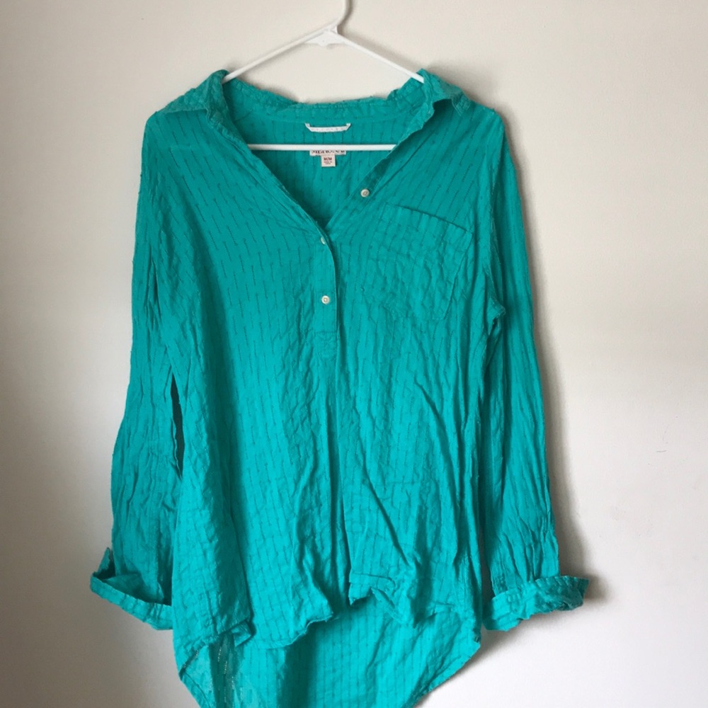 Teal button down